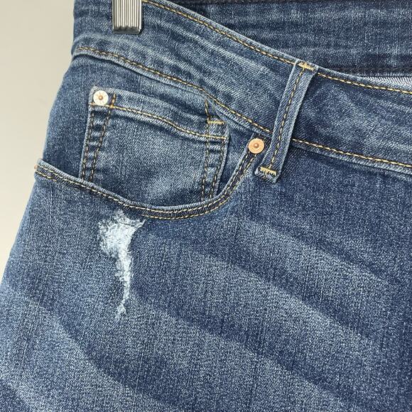 Levi's Mid Rise Skinny Jeans Whiskered Distressed Zip Fly Buttoned Blue 16 L - Picture 7 of 13